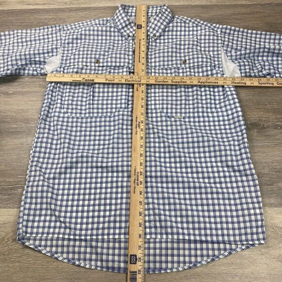 Drake Waterfowl Shirt Mens Small Blue Checkered Short Sleeve Vented Breathable - Picture 5 of 12